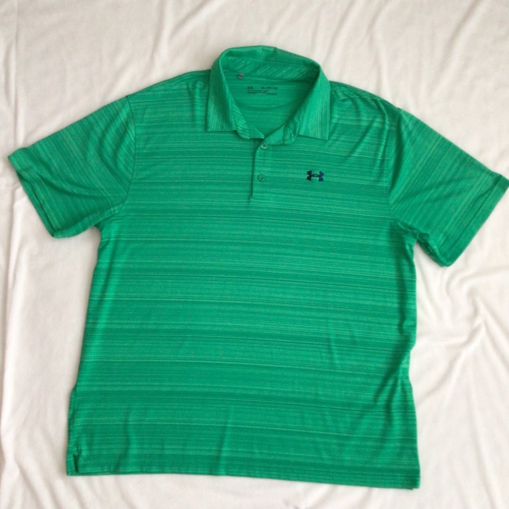 UNDER ARMOUR MENS HEATGEAR GOLF SHIRT - GREEN - SIZE 2XL